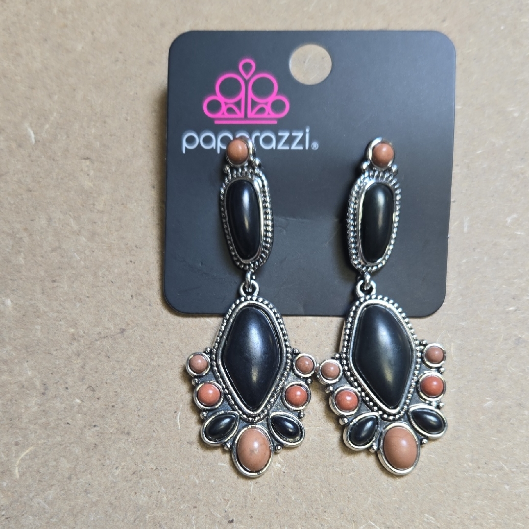 Paparazzi Black And Brown Dangle Earrings